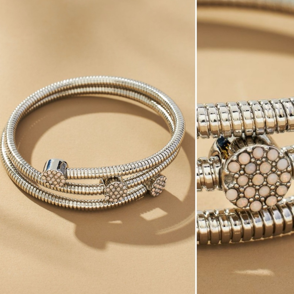 Anthropologie Coil Metal Bracelet in Silver NWT